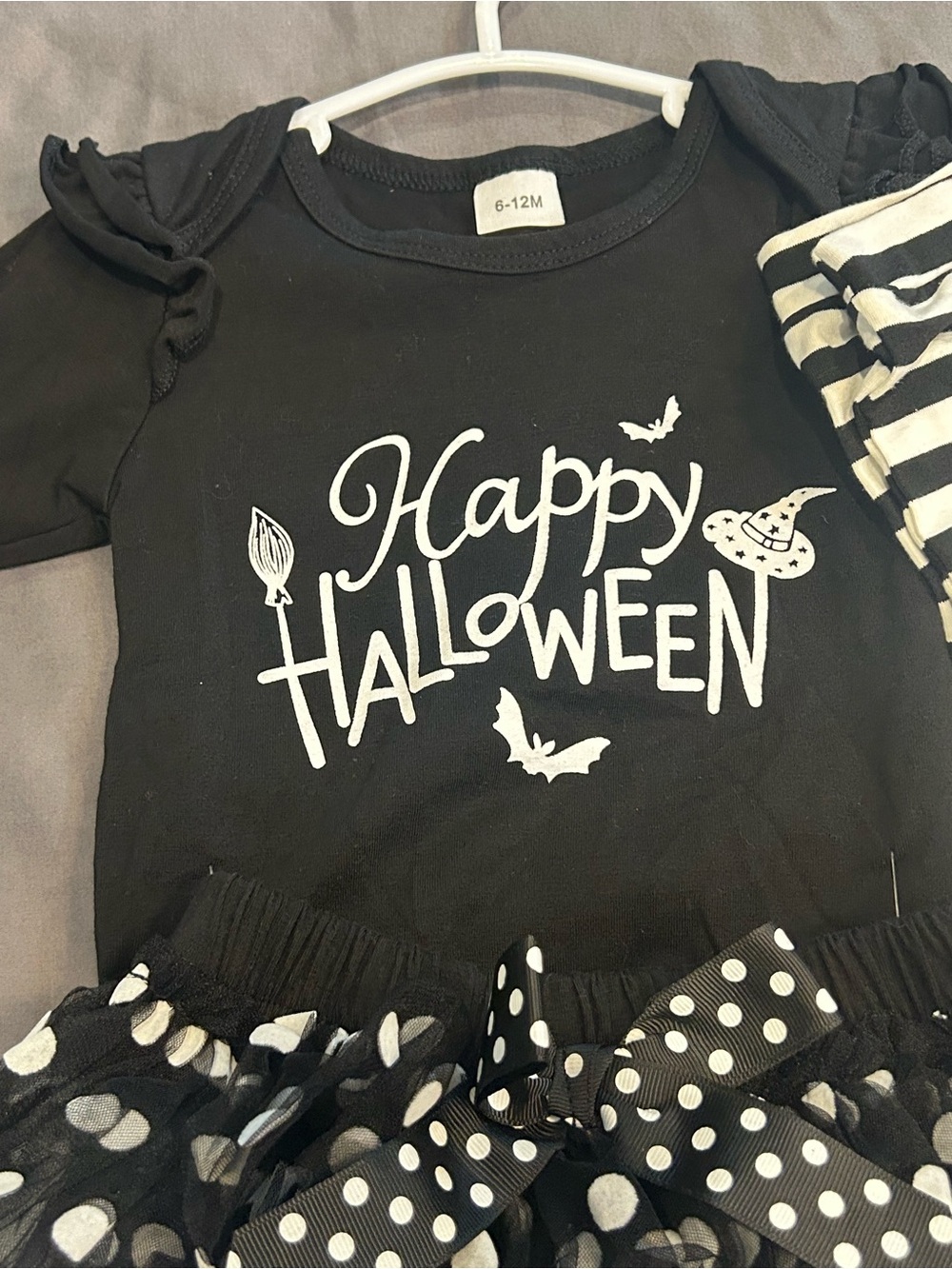 Black "Happy Halloween" Tutu Costume Set for Kids 6-12 mos - Picture 3 of 6
